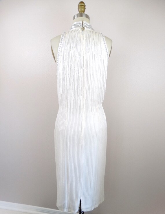 Fringed Beading Dress / White Fringe Beaded Dress… - image 8