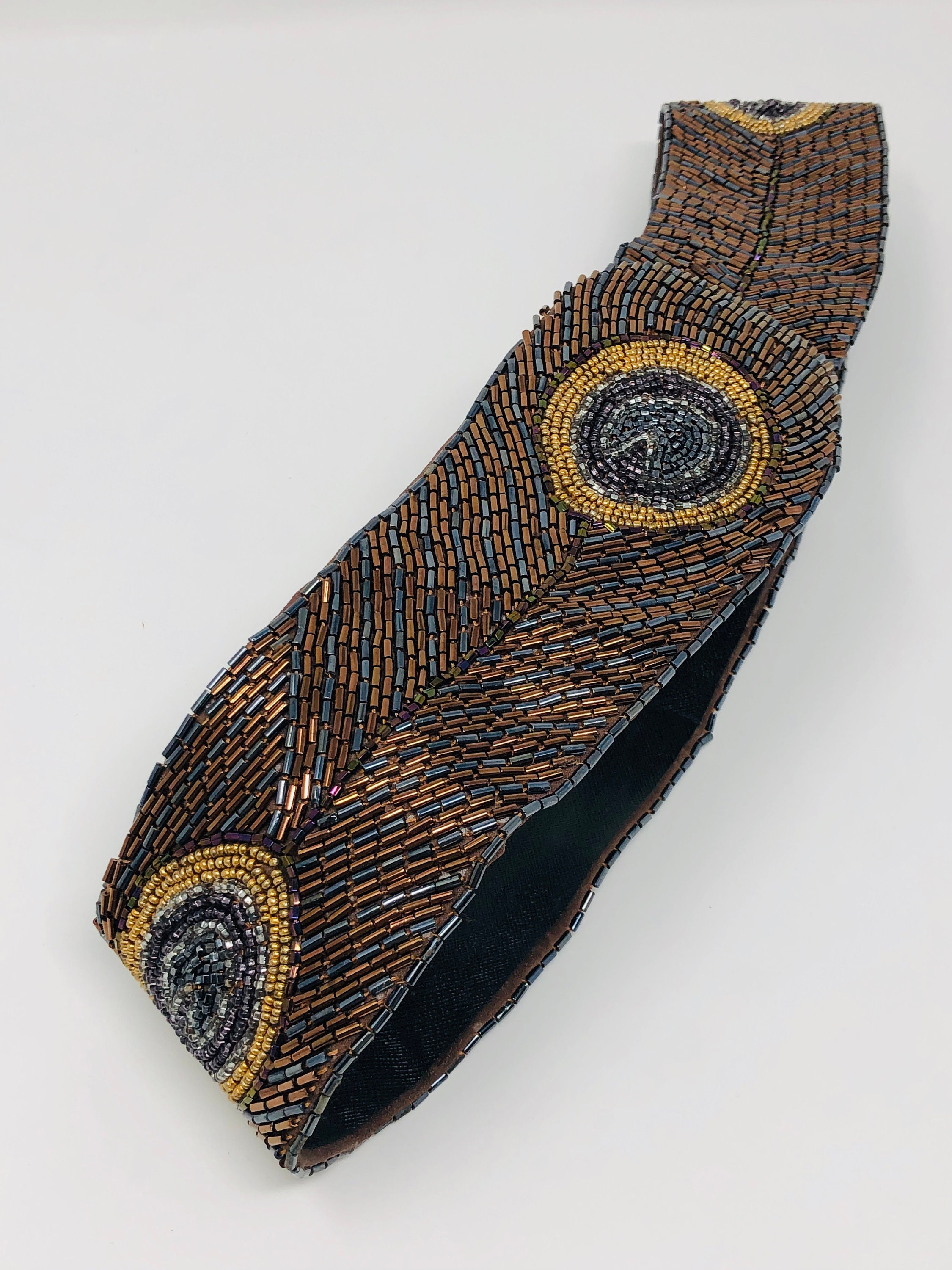Artsy Peacock Beaded Belt // Art Deco Bugle Bead Embellished | Etsy