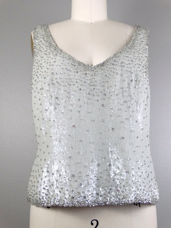 Escada Couture Sequined Top / Crystal Beaded Even… - image 2