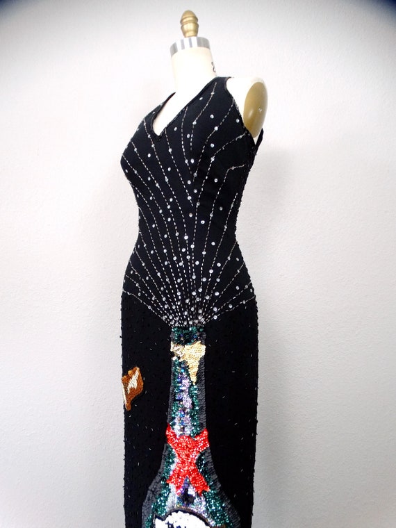 Champagne Bottle Beaded Gown / Retro Bursting NYE Fireworks Sequin Dress /  Novelty Vintage Party Gown - Etsy