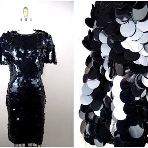 Paillette Sequin Dress // Fully Sequined Cocktail Dress // Little Black Party Dress LBD