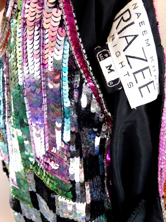 Naeem Khan Beaded Sequined Jacket // RETRO Rainbo… - image 5