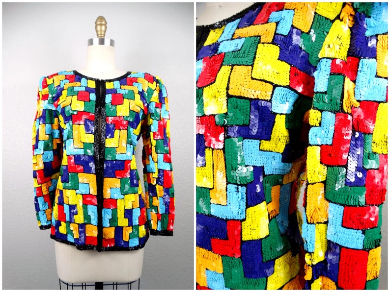 Primary Colorblock Jacket RARE Colorblock Sequin Jacket • Primary Colors Sequined Cardigan ...