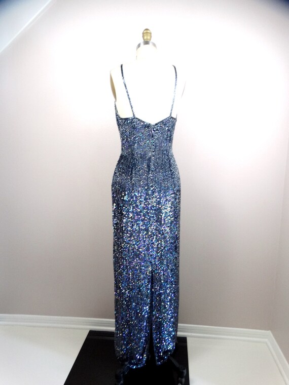 Oilslick Sequin Gown / Iridescent Black Sequined … - image 5