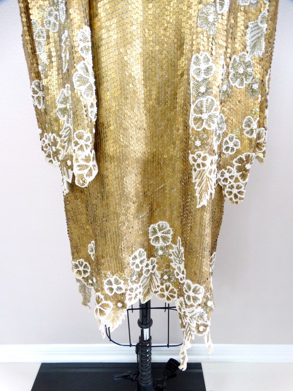 Metallic Gold Sequin Pearl Beaded Dress + Long Ja… - image 5