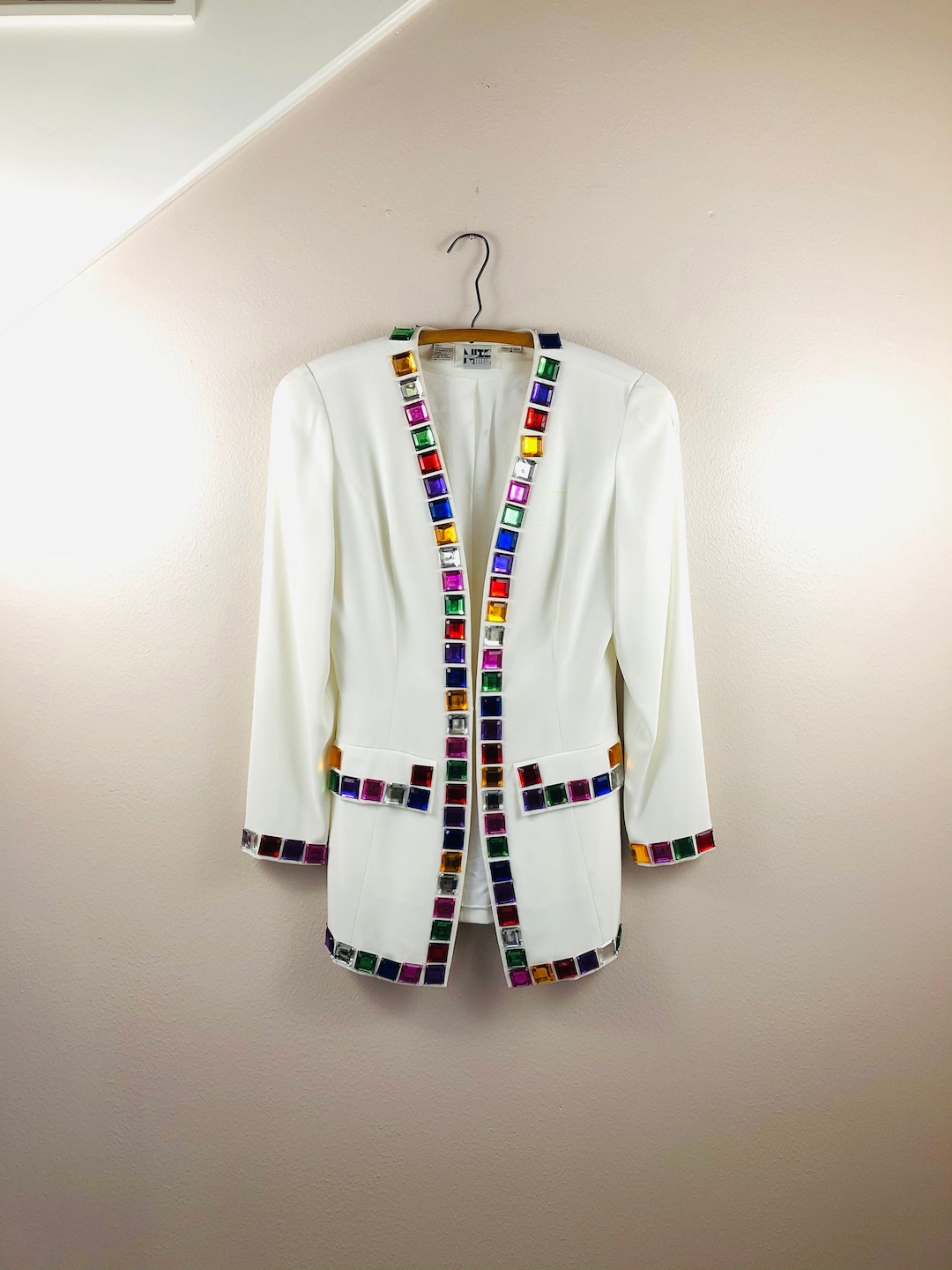 Blazer jacket with jeweled details