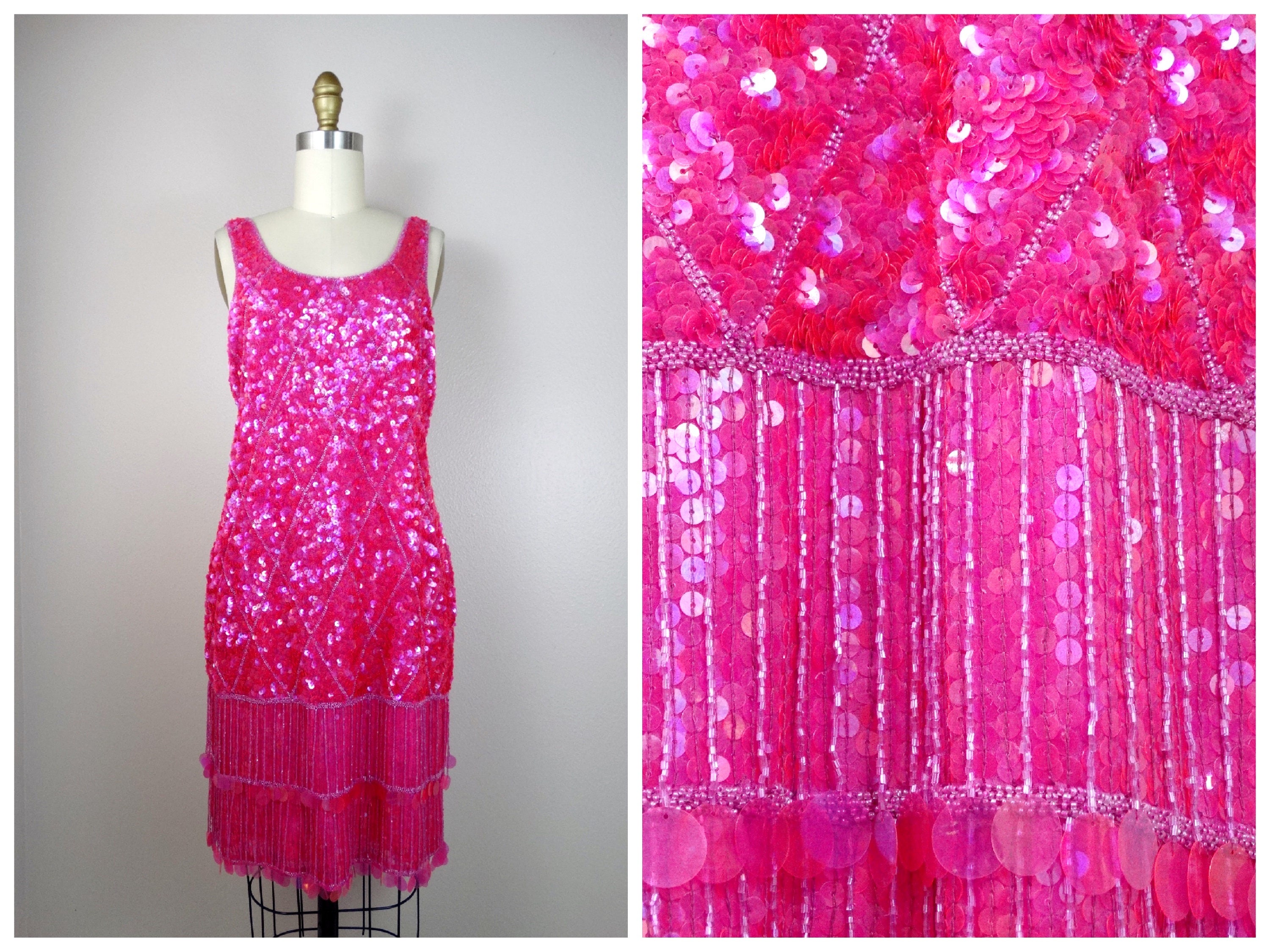 hot pink fringe dress