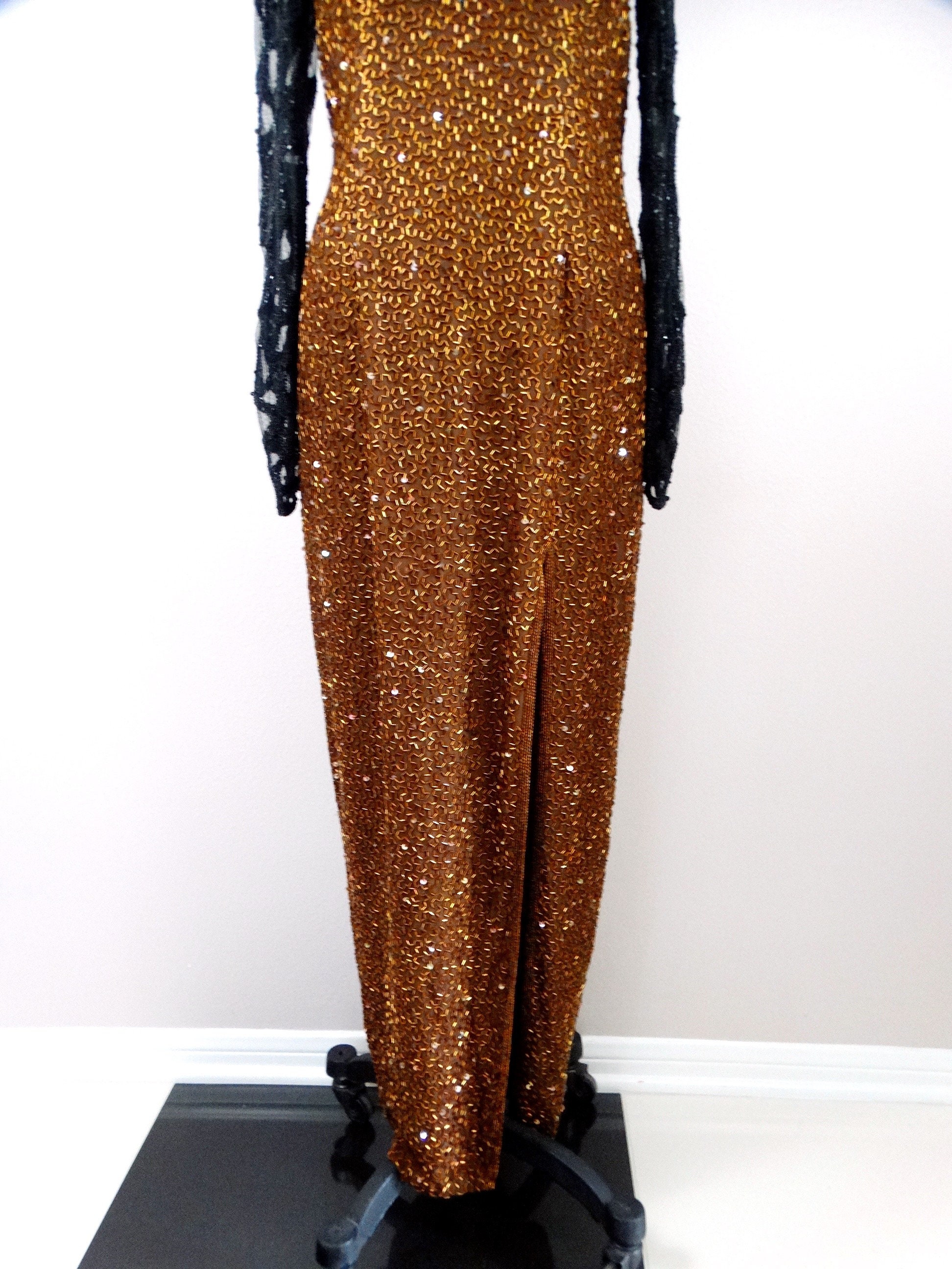 Vintage Naeem Khan Beaded Silk Gown, Couture Embellished Dress Vintage Naeem Khan Beaded Silk Gown, Couture Embellished Dress