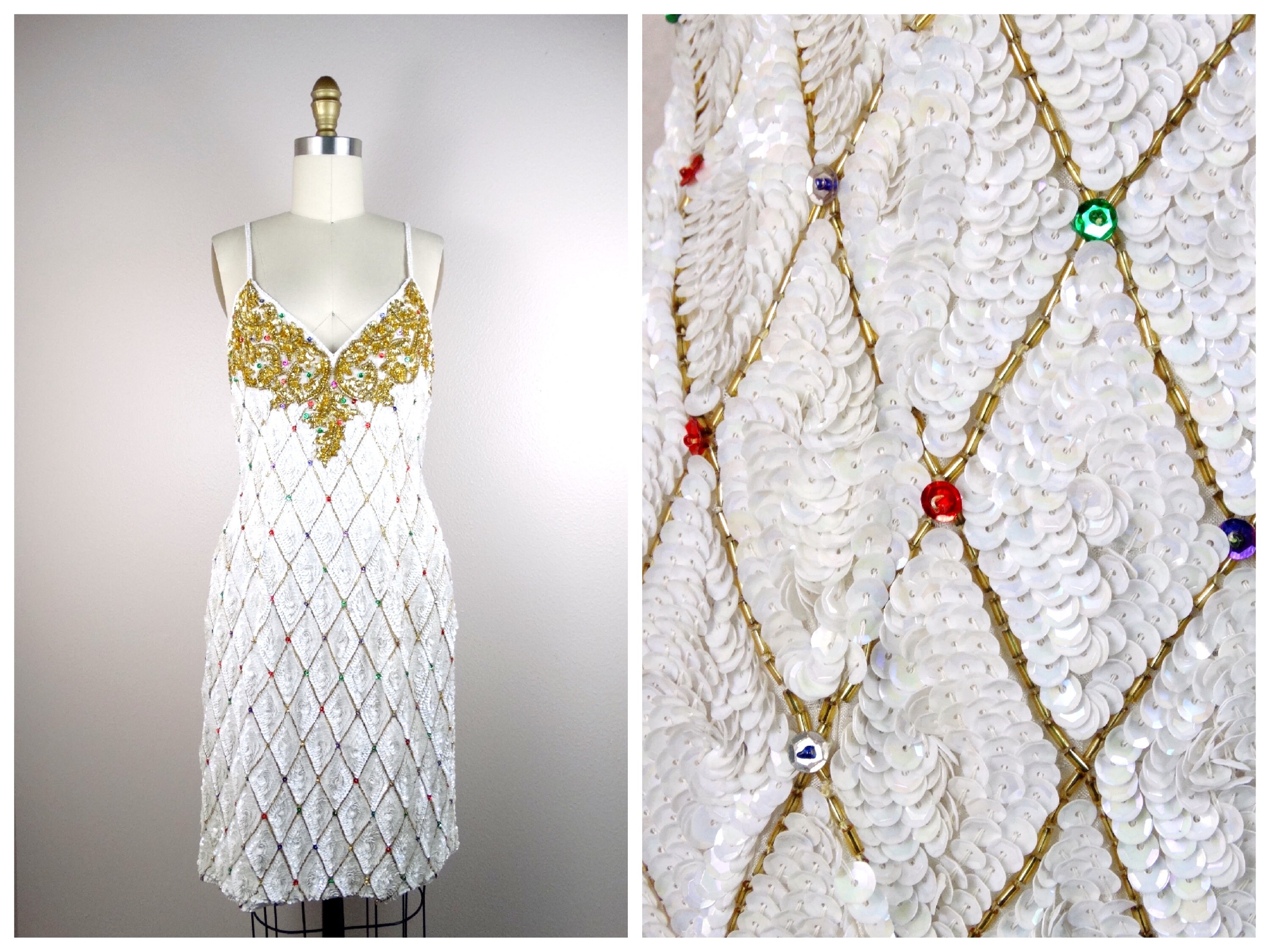 Harlequin romance white store sequin bodycon dress
