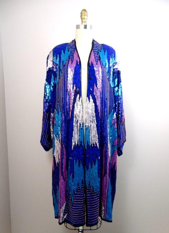 ELECTRIC Sequin Duster // Retro Indigo Purple Blu… - image 2