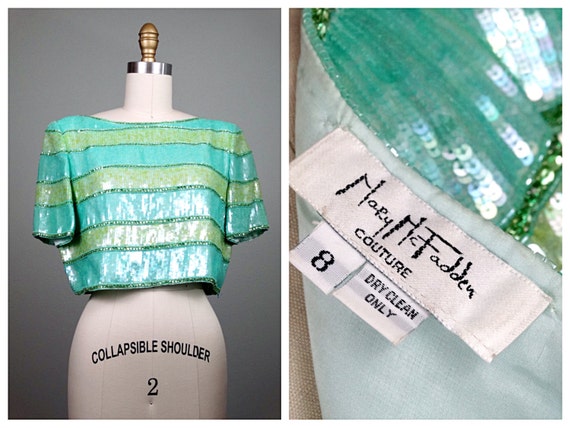 Mary McFadden Couture Crystal Encrusted Sequined C