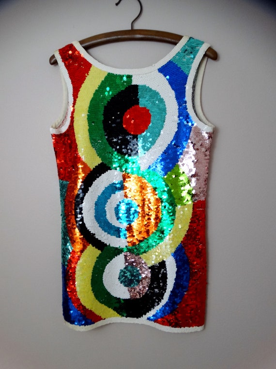 90s Micro Mini Sequin Dress // Retro Rainbow Brig… - image 2