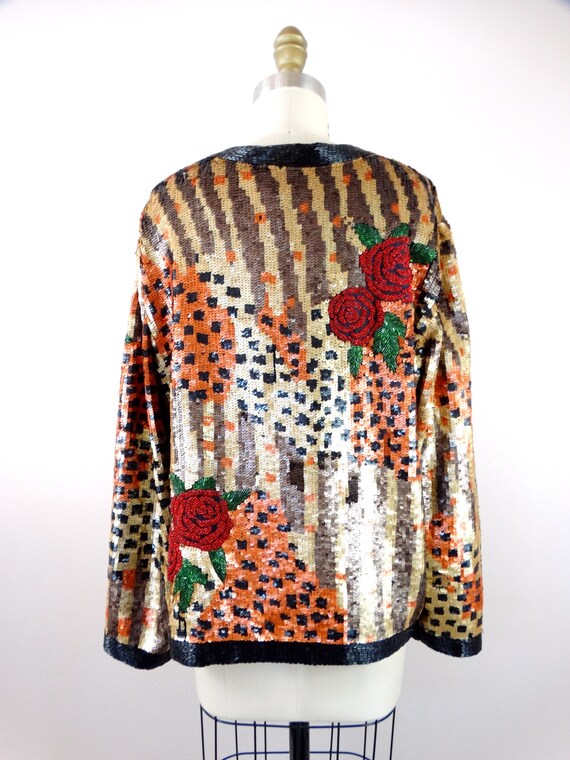 Wild GLAM Sequin Trophy Jacket // Abstract Cheeta… - image 4