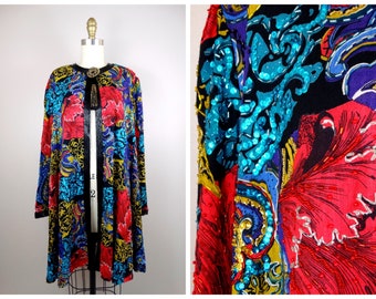 Vintage Beaded Sequin Swing Coat, Ornate Evening Jacket