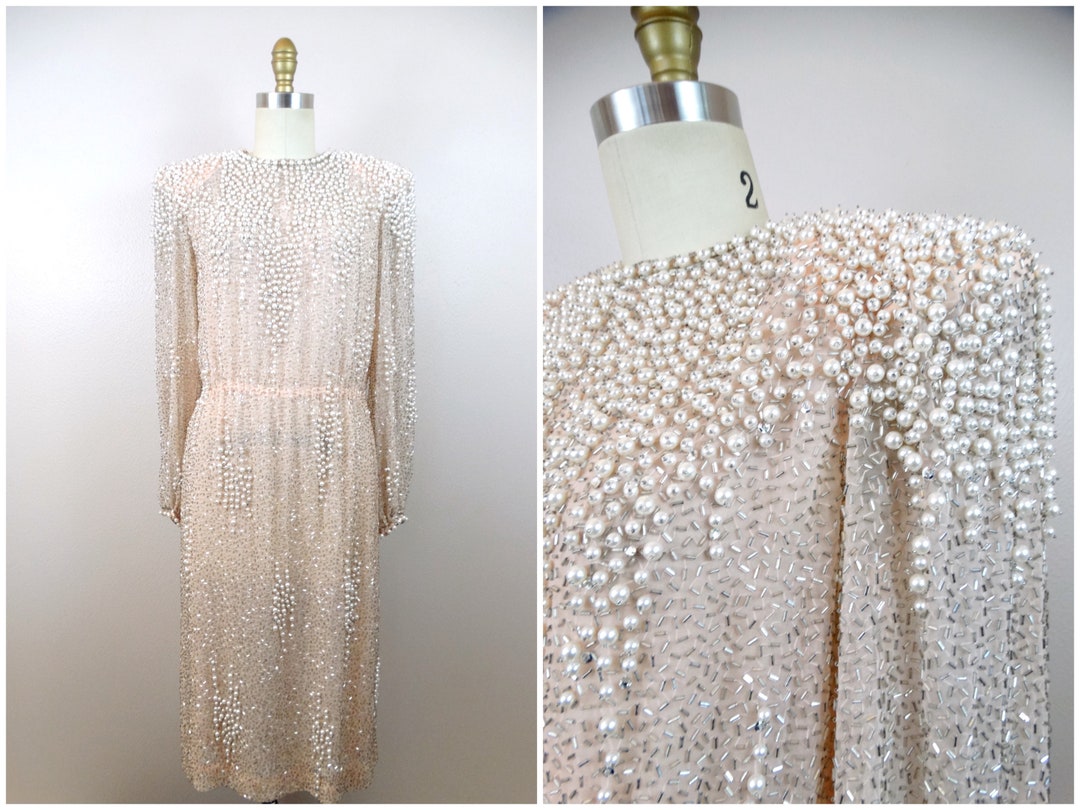 Vintage Crystal Beaded Dress // Heavy Rhinestone Encrusted Etsy