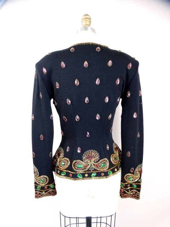 90s Ornate Jewel Beaded Fitted Jacket / Couture J… - image 4