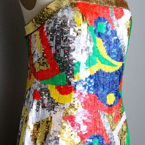 80s Designer Couture Neon Sequined Dress // 1980's - Etsy