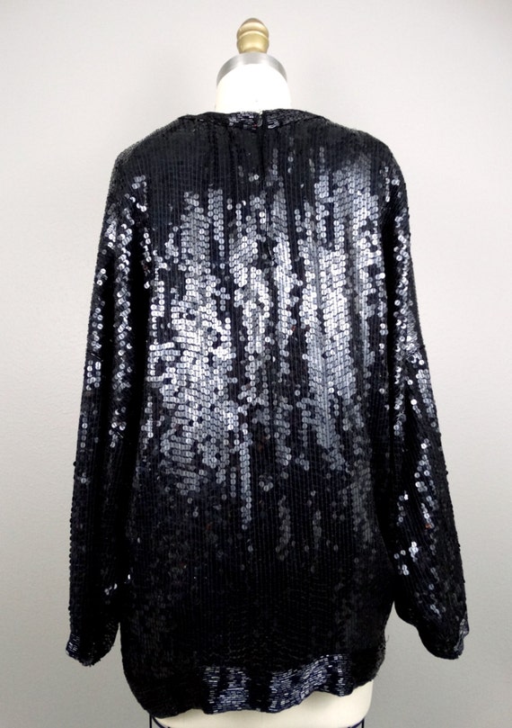 WILD Abstract Bird Beaded Sequined Blouse / Rainb… - image 5