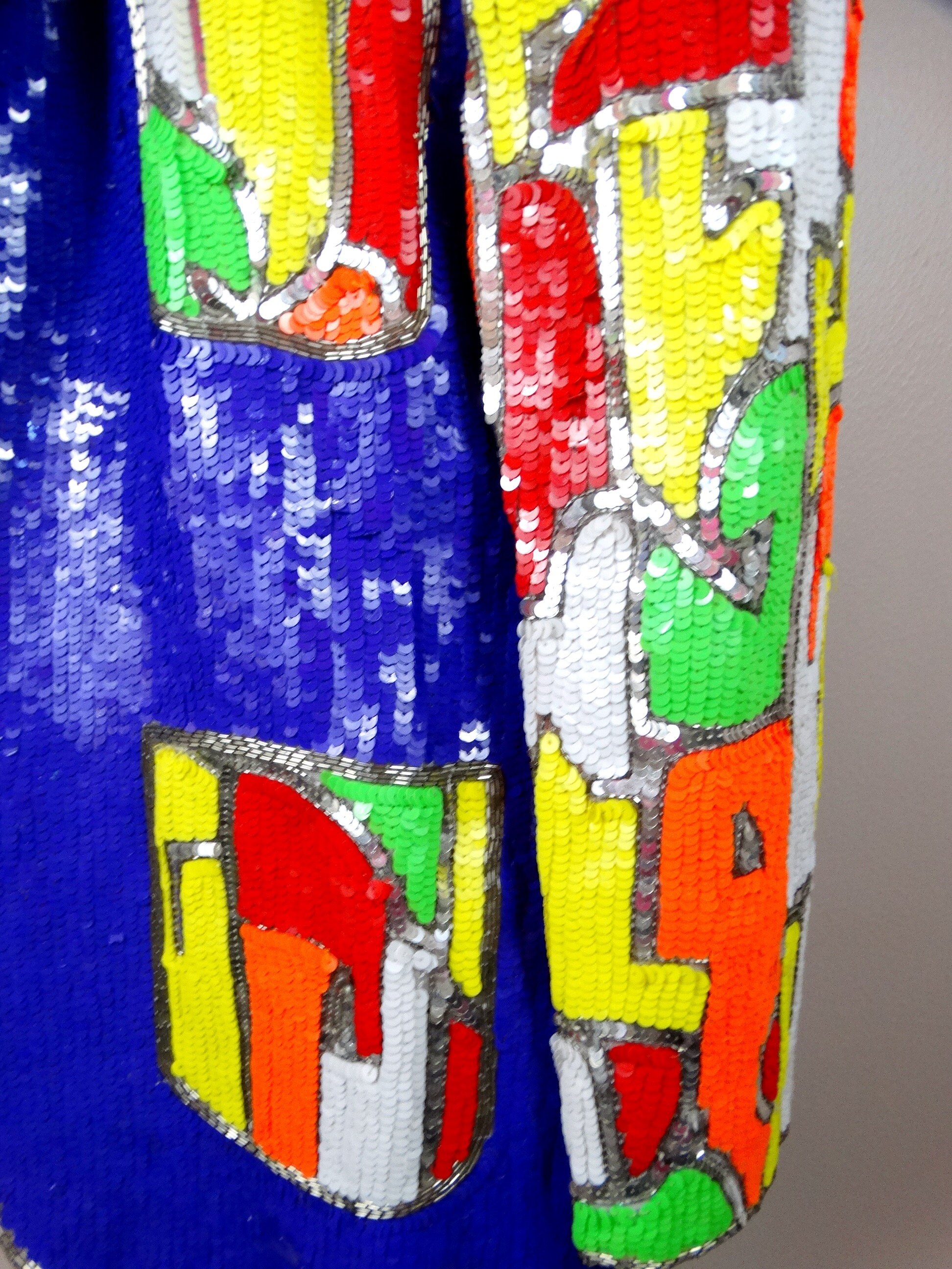 NEON Colorblock Sequin Blazer // Bright Color-block Sequined Coat // Retro Color  Block Jacket - Etsy