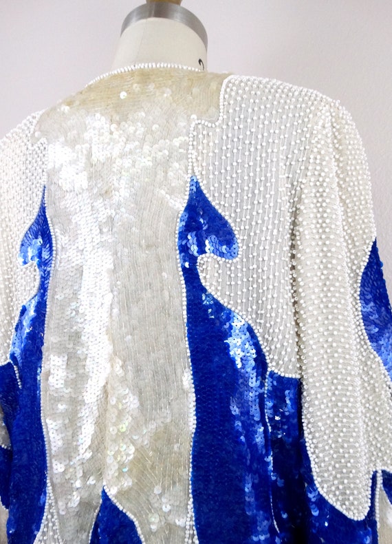 Couture Iridescent Sequin Beaded Top and Long Jac… - image 7