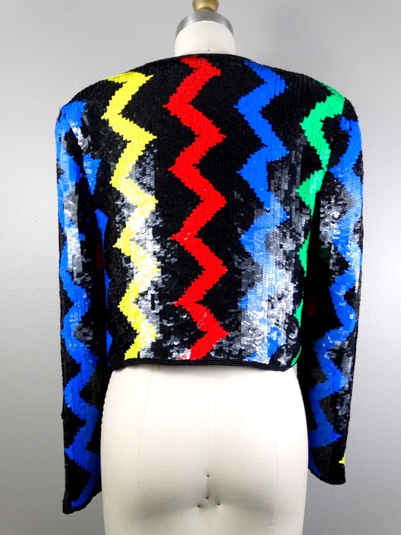 ZIG ZAG Sequined Bolero // Primary Color Chevron … - image 3