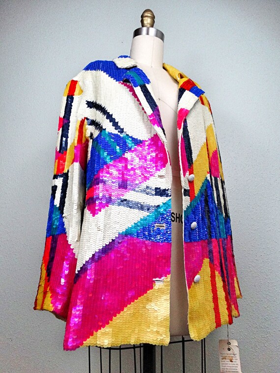 RAD 80s 90s Glam Sequined Jacket / 1990's Retro C… - image 2