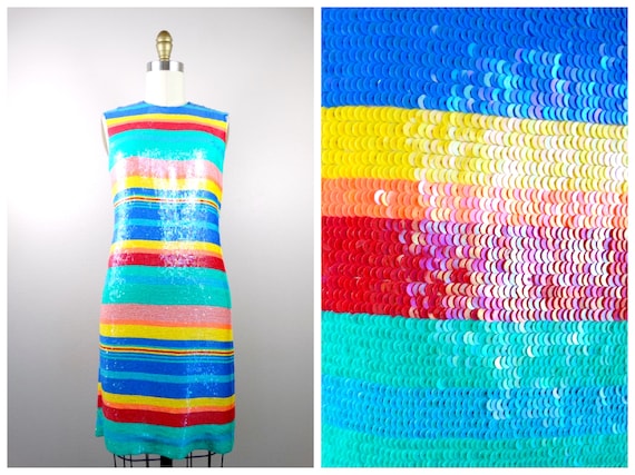 90s Ralph Lauren Sequined Dress // Silk Sequin Em… - image 1