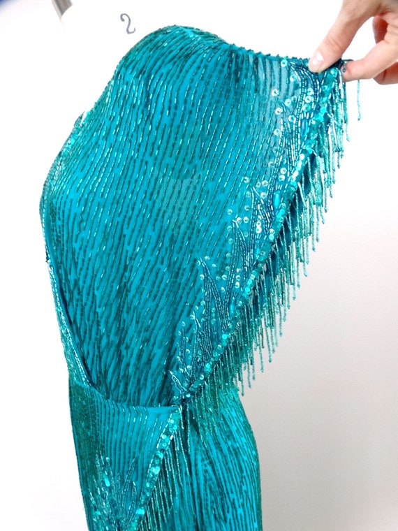 Bob Mackie Jewel Beaded Fringe Wrap Dress / Art D… - image 8