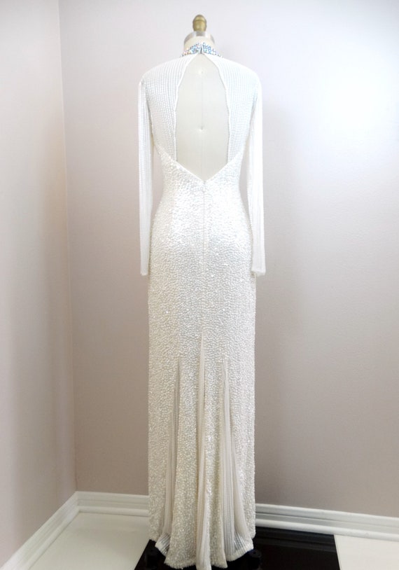 Vintage Beaded Couture Bridal Gown / Hand Beaded … - image 7