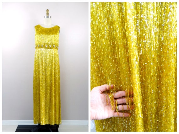 50s Heavily Beaded Fringe Dress / 1950s Couture V… - image 4