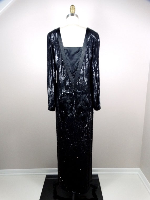 Heavy Beaded Art Deco Gown // Long Fully Beaded S… - image 5