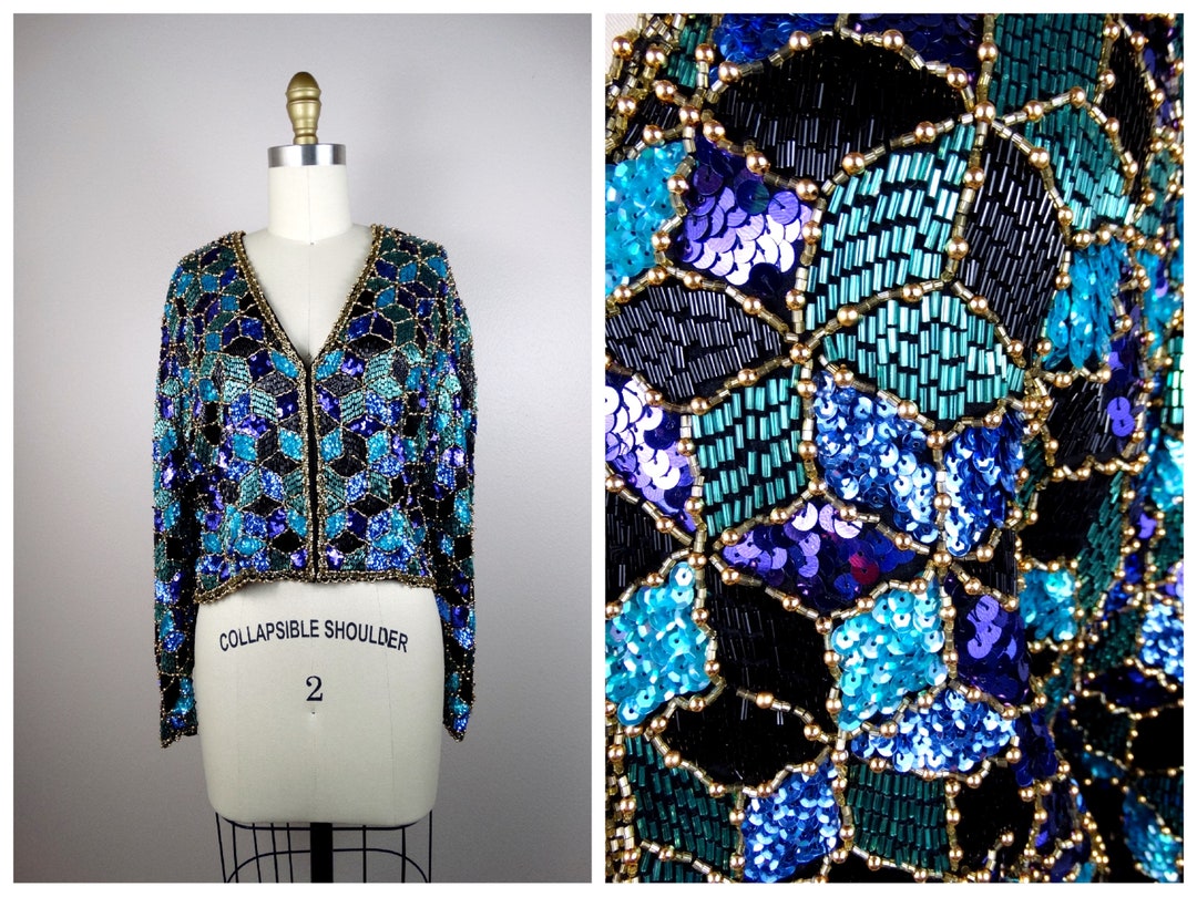 トップス vintage purple sheer embroidery bolero Bolero Jacket Purple Semi-Sheer Embellished Embroidered