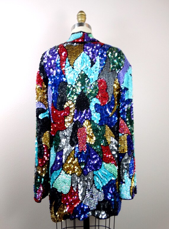 RARE Mosaic Sequin Jacket / Colorful Embellished … - image 10