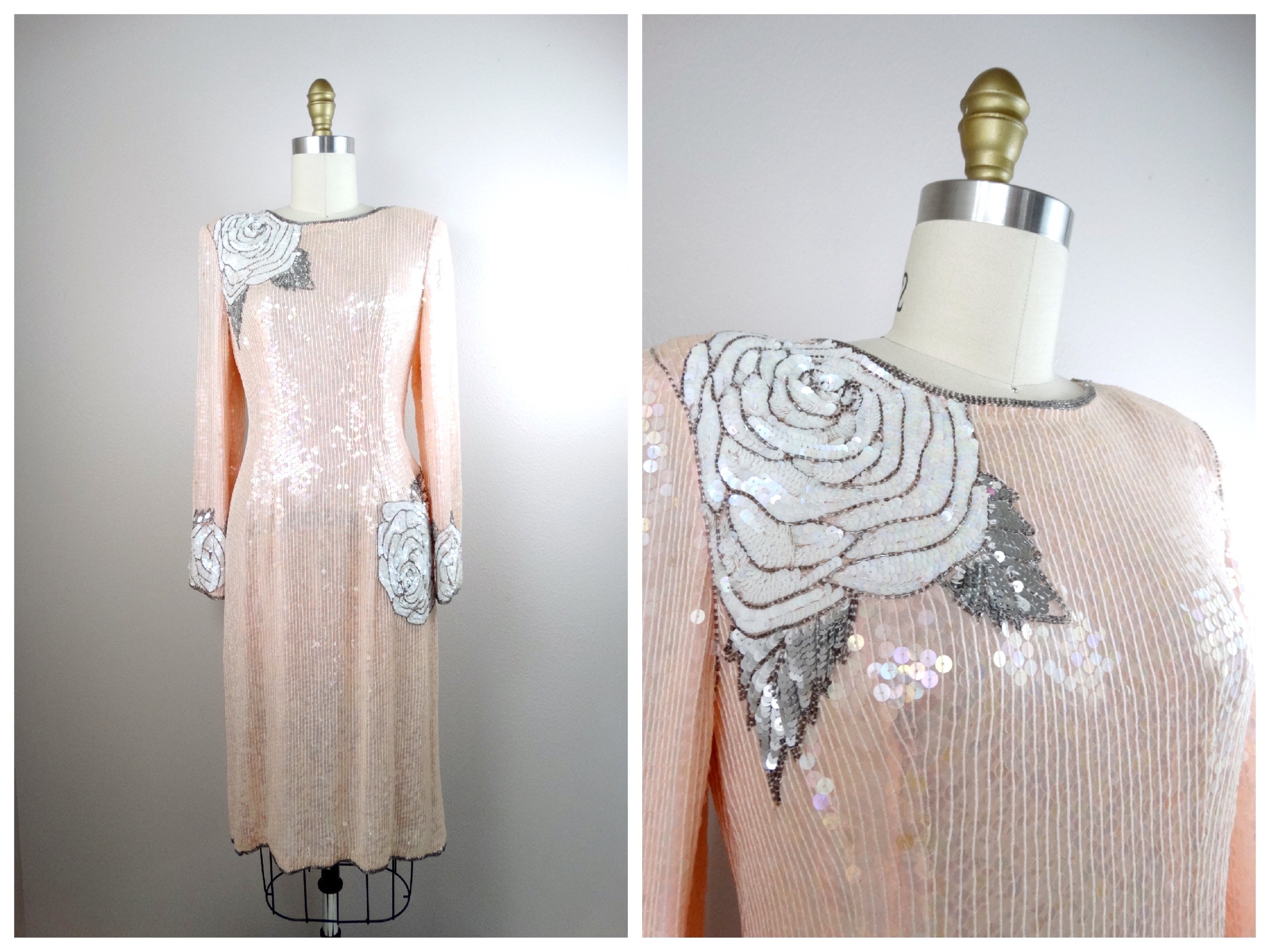 pale pink sequin dress