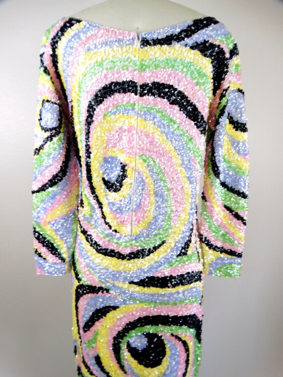 60s Mod Sequin Wool Dress // 1960s Psychedelic Sw… - image 6