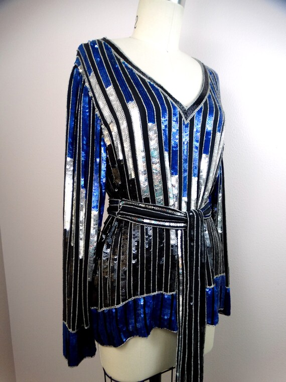 Art Deco Sequin Top by Judith Ann Creations // Bl… - image 5