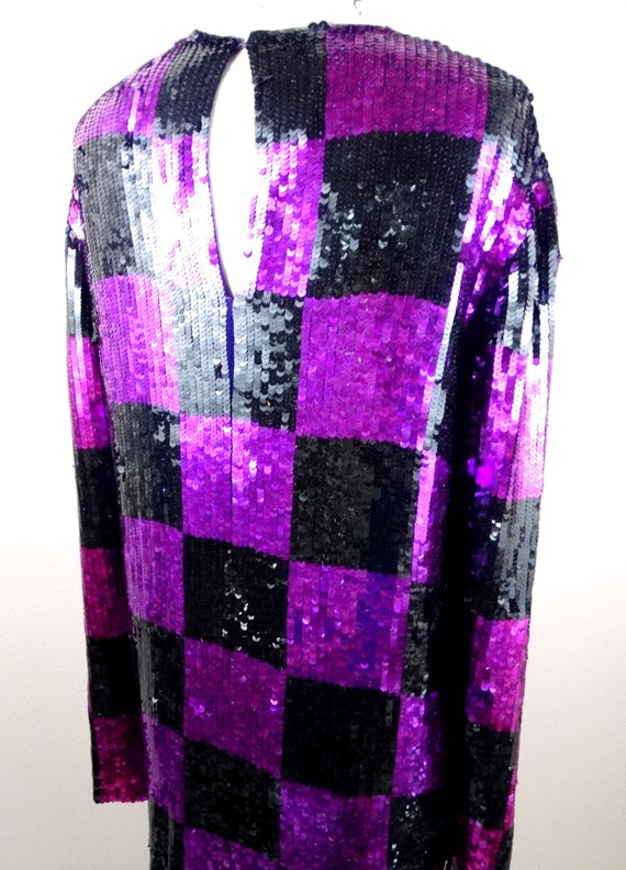RETRO Vintage Sequin Tunic / Magenta Pink Purple … - image 2