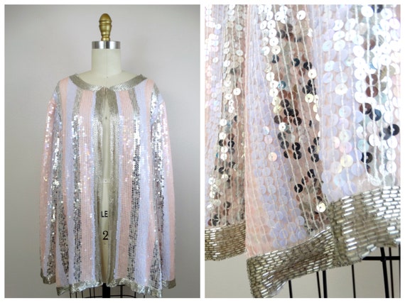 1x/2x Iridescent Sequined Cardigan Jacket // Plus… - image 1