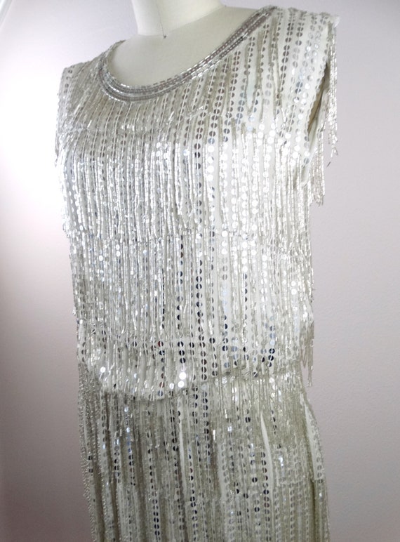 Glam All Fringe Beaded Dress // Vintage Mirror Si… - image 3