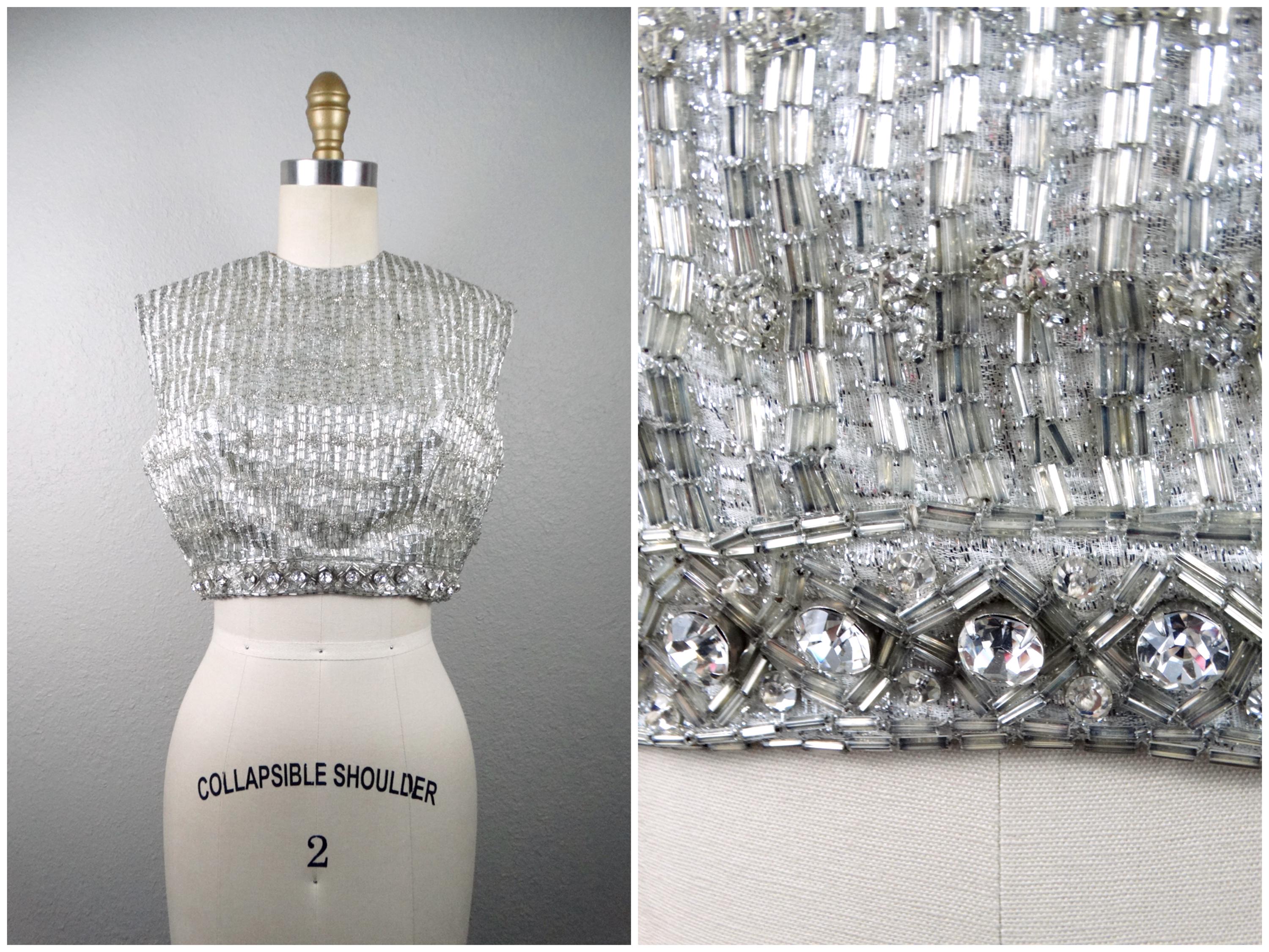 40’s 50’s lady's beaed top 40s 50s Rhinestone Beaded Crop Top // 1940's 1950's Heavily