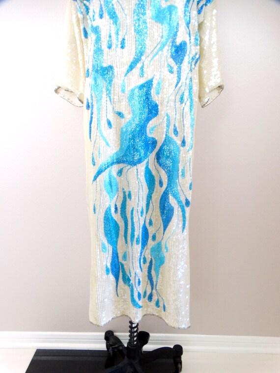 RARE Bright Beaded Iridescent Sequined Dress / Sk… - image 3