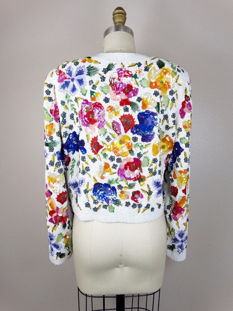 White Beaded Appliqué Jacket