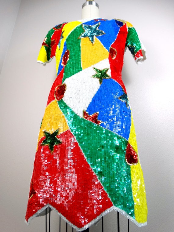 RARE Geometric Star Sequin Dress // Hearts and St… - image 8