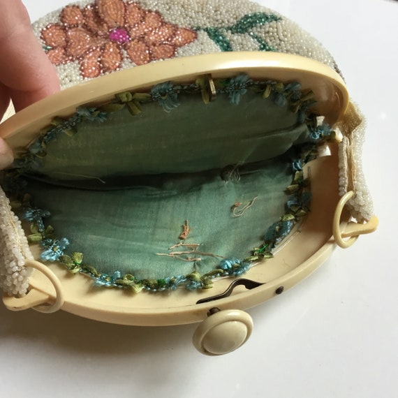 1900s Fully Beaded Celluloid Frame Purse // Antiq… - image 5