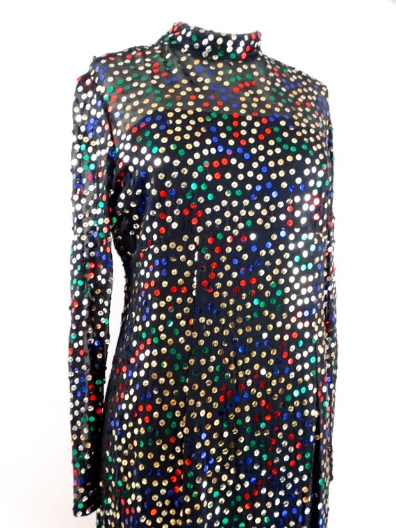 70s Sheer Confetti Sequin Evening Gown // Saks Fi… - image 4