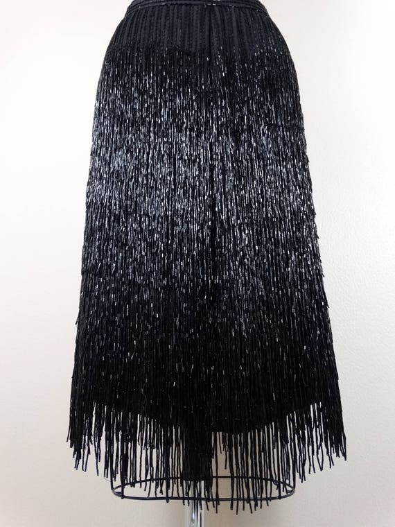 HEAVY Fringe Beaded Dress Skirt / HEAVILY Embellished… - Gem