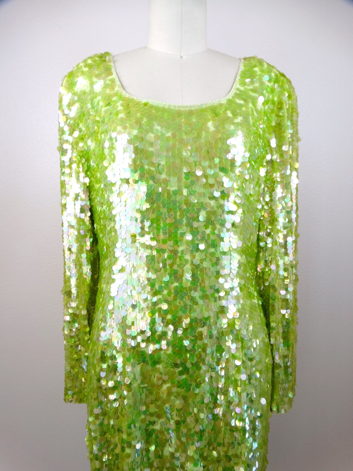 Lime Green Sequin Party Dress / Pastel Green Cocktail Dress / Etsy UK