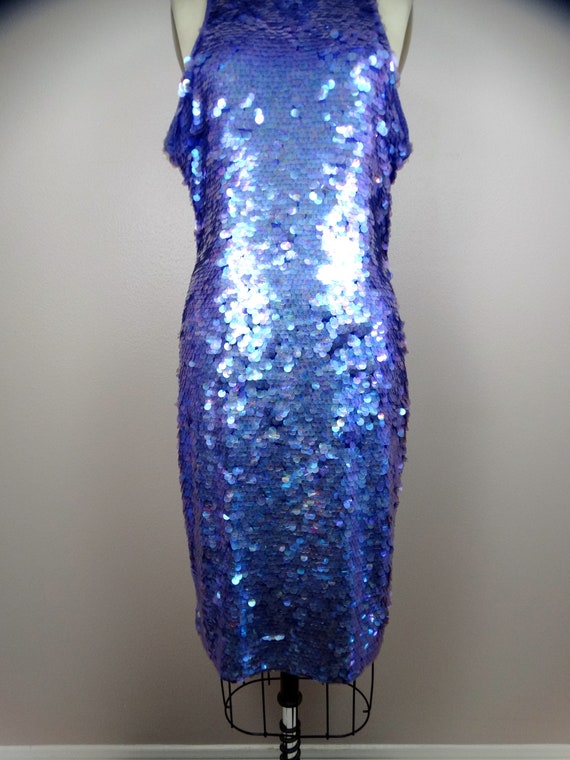 L/XL Purple Paillette Sequin Dress // Sparkling G… - image 3