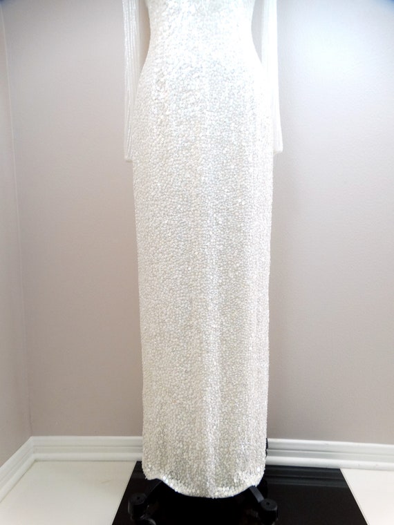 Vintage Beaded Couture Bridal Gown / Hand Beaded … - image 6