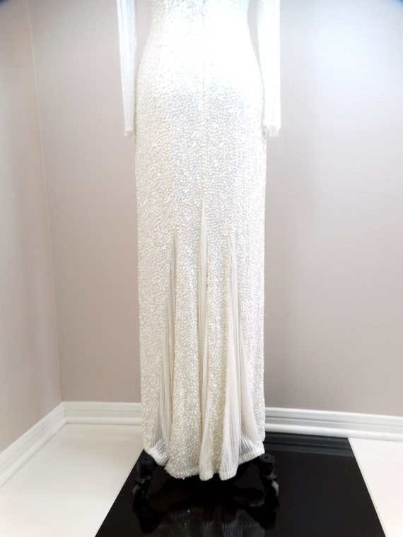 Vintage Beaded Couture Bridal Gown / Hand Beaded … - image 10